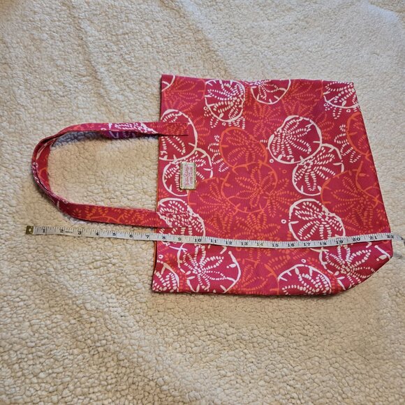 Lilly Pulitzer for Estee Lauder Pink & White Sand Dollar Cotton Canvas Tote Bag - Picture 10 of 13
